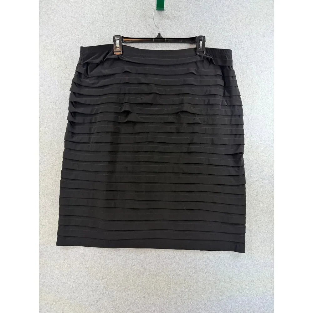 Collection Dressbarn Women’s Size 20 Black Tiered Pleated Pencil Skirt 3417